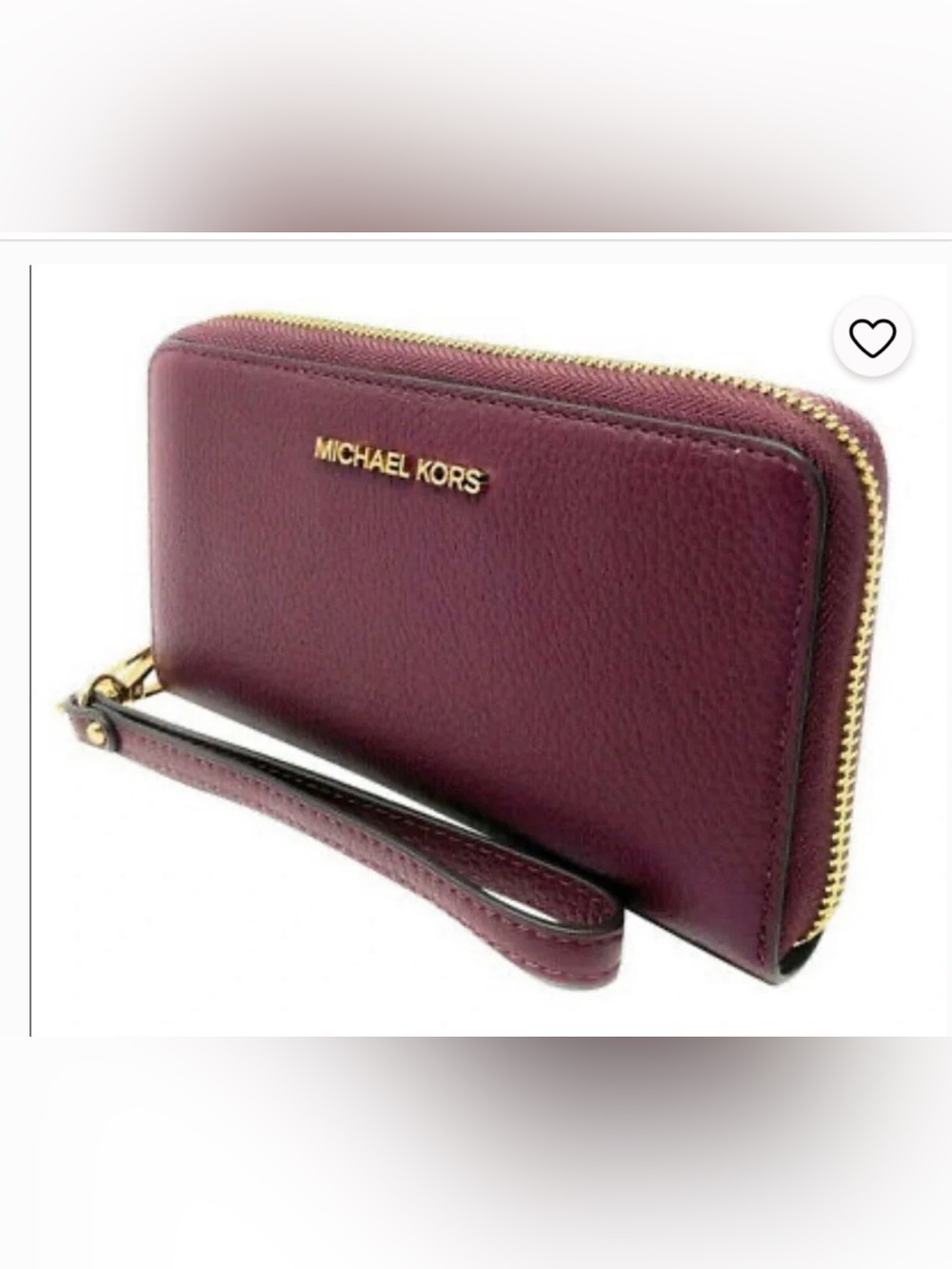 Michael Kors Wine Red Pebbled Leather Zip Wallet Wristlet